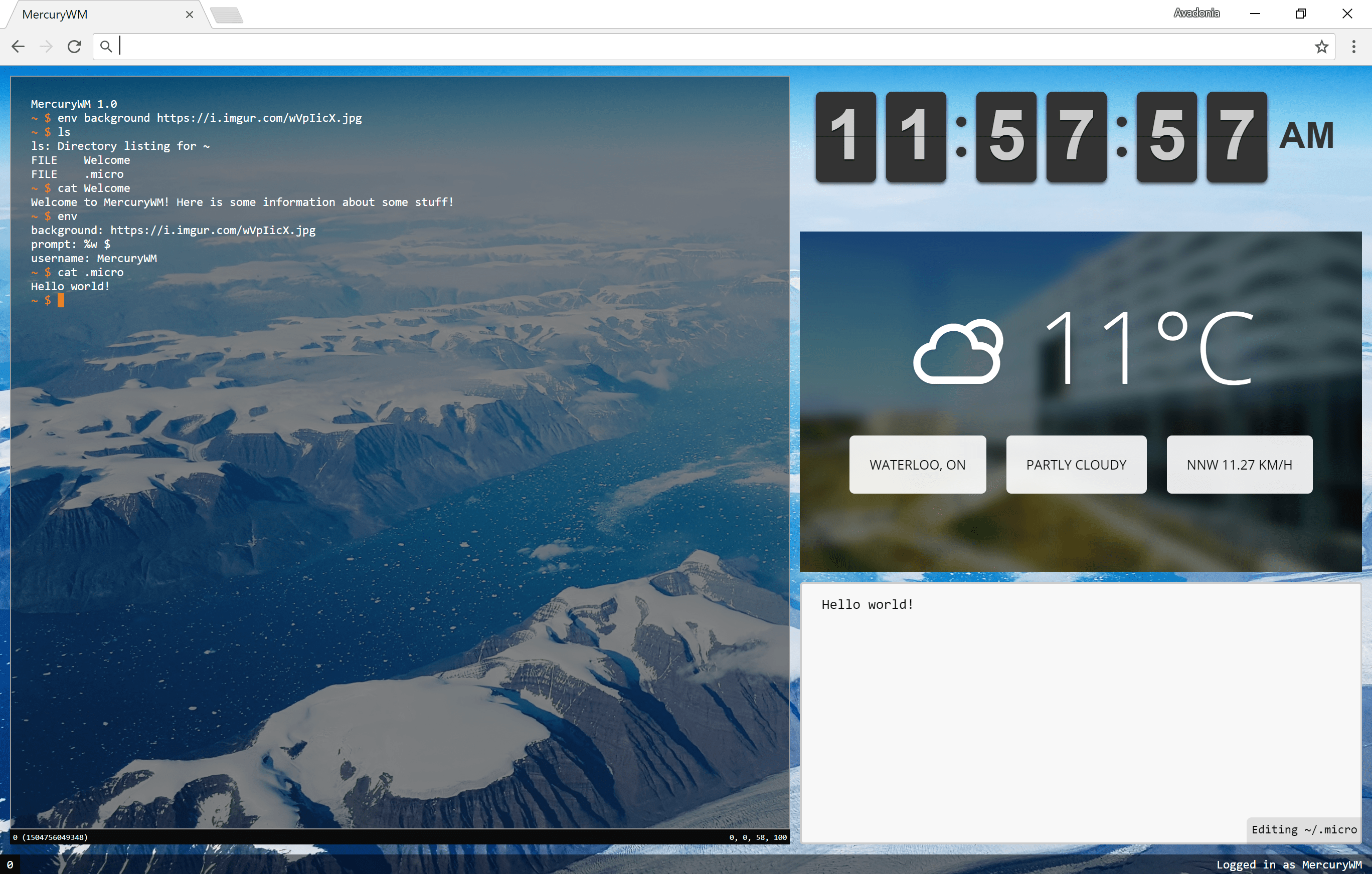 Layout with clock, weather, and todo scripts
